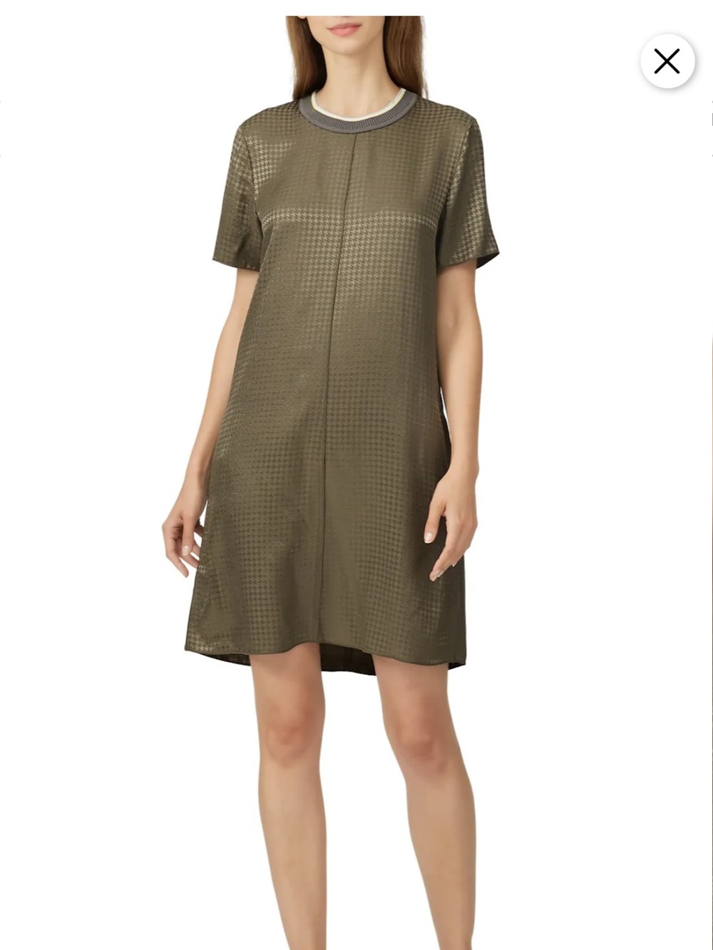 Rag & bone Ali T-shirt dress olive green houndstooth pattern